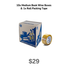 10 x Medium Book Wine Boxes & A Roll Of Packing Tape